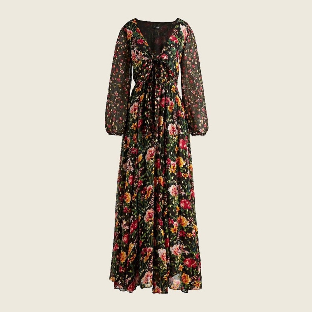 Jcrew Tie-front Lurex® dress in mixed print - size XXS (Runs Large)